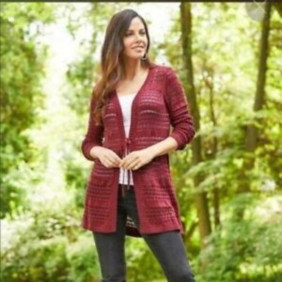 Matilda Jane Sweaters - Matilda Jane A Stitch in Time Front Tie Open Weave Knit Sweater